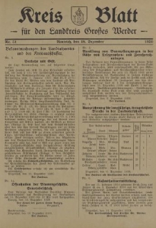 Kreis - Blatt für den Landkreis Großes Werder, 1930, Nr.51