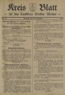 Kreis - Blatt für den Landkreis Großes Werder, 1930, Nr.52