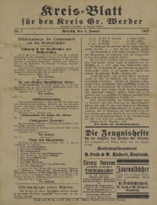 Kreis - Blatt für den Kreis Gr. Werder, 1927, Nr.1