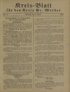 Kreis - Blatt für den Kreis Gr. Werder, 1927, Nr.14