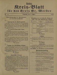 Kreis - Blatt für den Kreis Gr. Werder, 1927, Nr.15