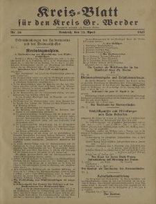 Kreis - Blatt für den Kreis Gr. Werder, 1927, Nr.16