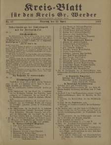 Kreis - Blatt für den Kreis Gr. Werder, 1927, Nr.17