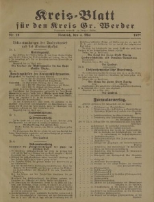 Kreis - Blatt für den Kreis Gr. Werder, 1927, Nr.19