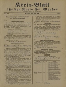 Kreis - Blatt für den Kreis Gr. Werder, 1927, Nr.21