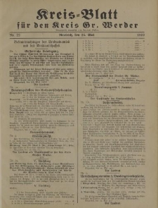 Kreis - Blatt für den Kreis Gr. Werder, 1927, Nr.22