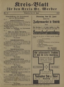 Kreis - Blatt für den Kreis Gr. Werder, 1927, Nr.25
