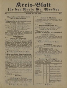 Kreis - Blatt für den Kreis Gr. Werder, 1927, Nr.27