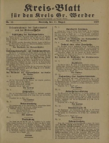 Kreis - Blatt für den Kreis Gr. Werder, 1927, Nr.33