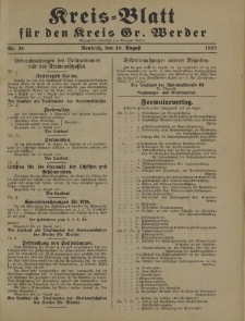 Kreis - Blatt für den Kreis Gr. Werder, 1927, Nr.34