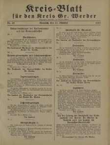 Kreis - Blatt für den Kreis Gr. Werder, 1927, Nr.42