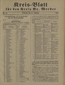 Kreis - Blatt für den Kreis Gr. Werder, 1927, Nr.43