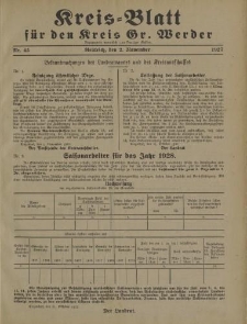 Kreis - Blatt für den Kreis Gr. Werder, 1927, Nr.45