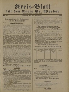 Kreis - Blatt für den Kreis Gr. Werder, 1927, Nr.47