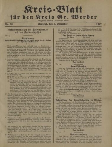 Kreis - Blatt für den Kreis Gr. Werder, 1927, Nr.50