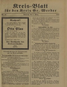 Kreis - Blatt für den Kreis Gr. Werder, 1928, Nr.10