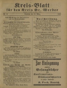 Kreis - Blatt für den Kreis Gr. Werder, 1928, Nr.13