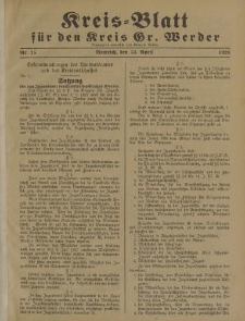 Kreis - Blatt für den Kreis Gr. Werder, 1928, Nr.15