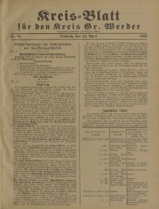 Kreis - Blatt für den Kreis Gr. Werder, 1928, Nr.16