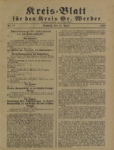 Kreis - Blatt für den Kreis Gr. Werder, 1928, Nr.17