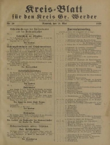Kreis - Blatt für den Kreis Gr. Werder, 1928, Nr.20