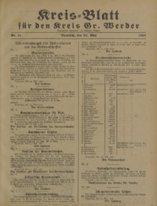 Kreis - Blatt für den Kreis Gr. Werder, 1928, Nr.21