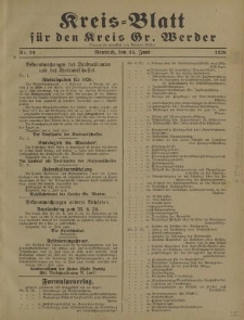 Kreis - Blatt für den Kreis Gr. Werder, 1928, Nr.24