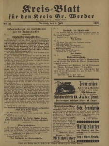 Kreis - Blatt für den Kreis Gr. Werder, 1928, Nr.27