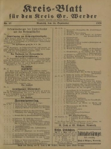 Kreis - Blatt für den Kreis Gr. Werder, 1928, Nr.37