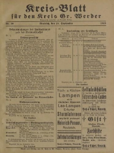 Kreis - Blatt für den Kreis Gr. Werder, 1928, Nr.39