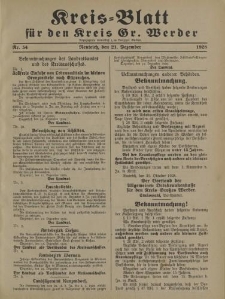 Kreis - Blatt für den Kreis Gr. Werder, 1928, Nr.54