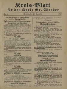 Kreis - Blatt für den Kreis Gr. Werder, 1928, Nr.54
