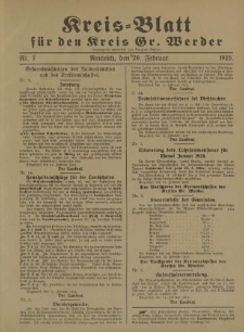 Kreis - Blatt für den Kreis Gr. Werder, 1925, Nr.7