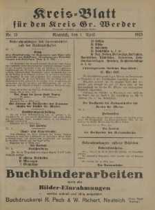Kreis - Blatt für den Kreis Gr. Werder, 1925, Nr.13