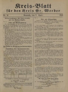 Kreis - Blatt für den Kreis Gr. Werder, 1925, Nr.14