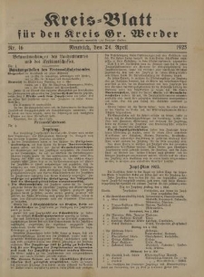 Kreis - Blatt für den Kreis Gr. Werder, 1925, Nr.16