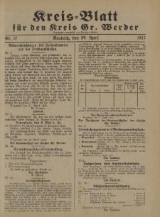 Kreis - Blatt für den Kreis Gr. Werder, 1925, Nr.17