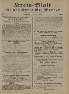 Kreis - Blatt für den Kreis Gr. Werder, 1925, Nr.19