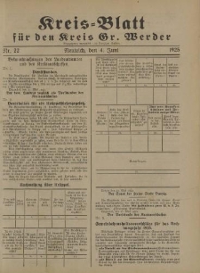 Kreis - Blatt für den Kreis Gr. Werder, 1925, Nr.22