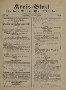 Kreis - Blatt für den Kreis Gr. Werder, 1925, Nr.24