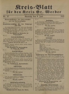 Kreis - Blatt für den Kreis Gr. Werder, 1925, Nr.27