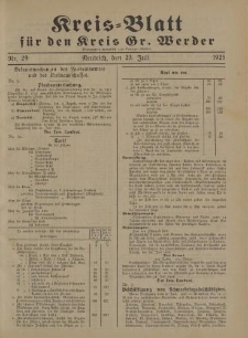 Kreis - Blatt für den Kreis Gr. Werder, 1925, Nr.29