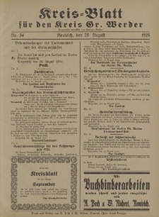 Kreis - Blatt für den Kreis Gr. Werder, 1925, Nr.34