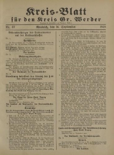 Kreis - Blatt für den Kreis Gr. Werder, 1925, Nr.37
