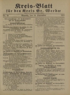 Kreis - Blatt für den Kreis Gr. Werder, 1925, Nr.38