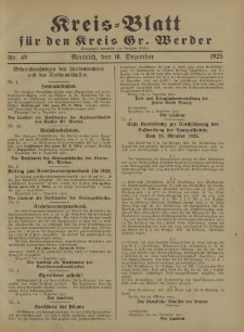 Kreis - Blatt für den Kreis Gr. Werder, 1925, Nr.49