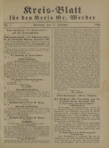 Kreis - Blatt für den Kreis Gr. Werder, 1926, Nr.7