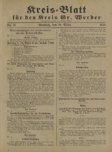 Kreis - Blatt für den Kreis Gr. Werder, 1926, Nr.10