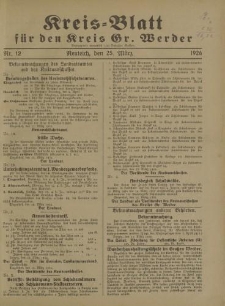 Kreis - Blatt für den Kreis Gr. Werder, 1926, Nr.12