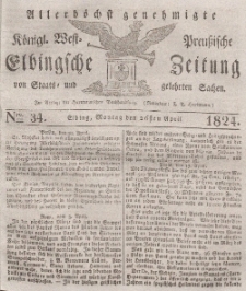 Elbingsche Zeitung, No. 34 Montag, 26 April 1824